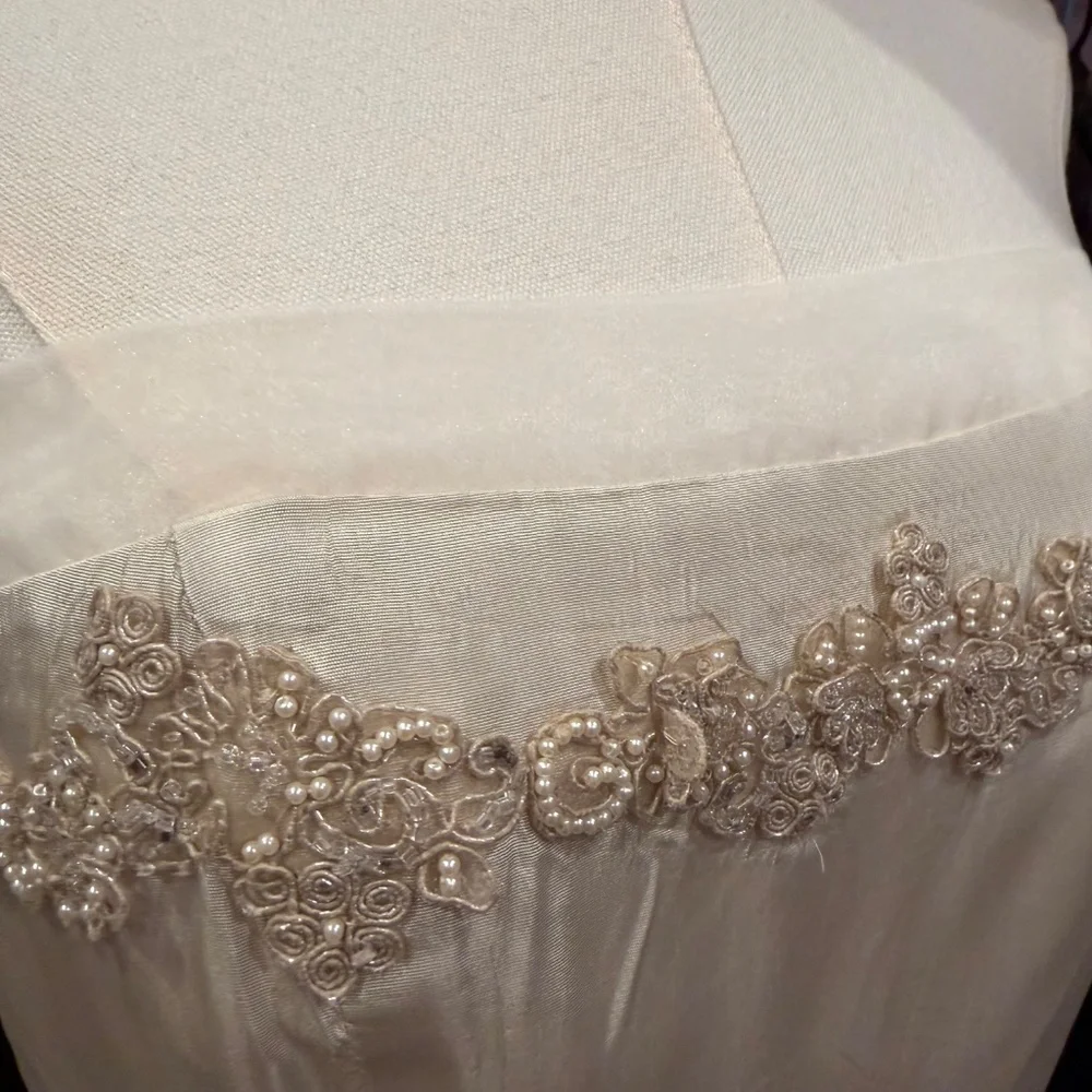 STUNNING Vintage Cachet Bridal Dress Strapless Evening Gown Beaded Ivory Lace 8 - Picture 3 of 6